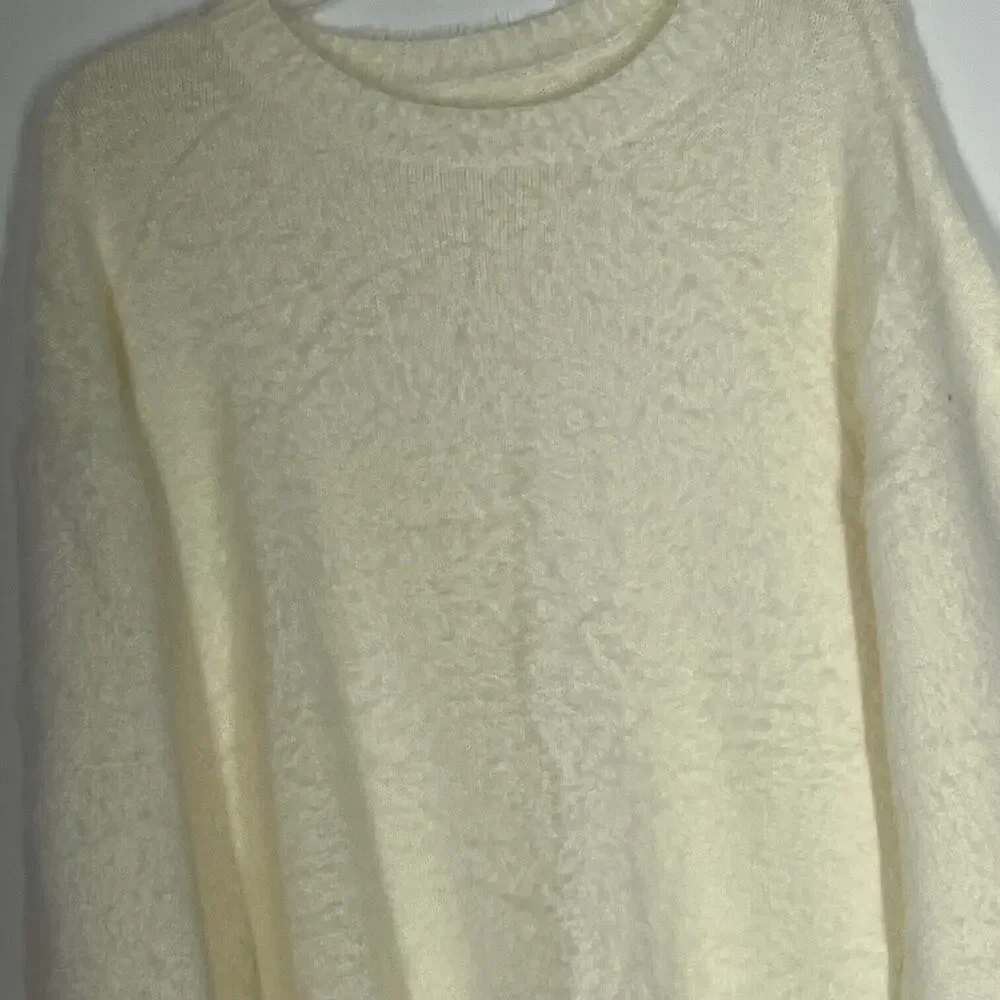 Long Soft Sweater Womens Small Cream Ivory Cozy Modest Tunic Pullover Fuzzy